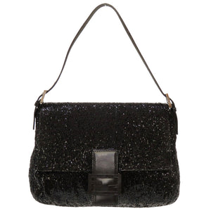 フェンディ マンマバケット ビーズ レザー ブラック ハンドバッグ バッグ 黒 0106 【中古】 FENDI