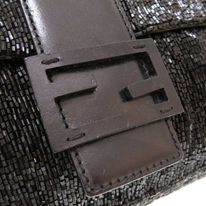 フェンディ マンマバケット ビーズ レザー ブラック ハンドバッグ バッグ 黒 0106 【中古】 FENDI