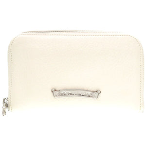 新品同様 クロムハーツ REC F ZIP MINI ラウンドファスナー 財布 レザー ホワイト 白 0117 【中古】 CHROME HEARTS