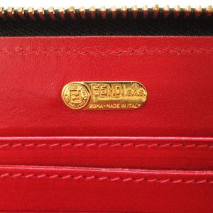 美品 フェンディ レオパード 柄 キャンバス レザー ブラウン トラベルバッグ ハンドバッグ 茶 0127 【中古】 FENDI