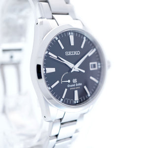 美品 セイコー グランドセイコー パワーリザーブ デイト スプリングドライプ SBGA101 / 9R65-0BM0 腕時計 SS ブラック 黒文字盤 0003【中古】SEIKO メンズ