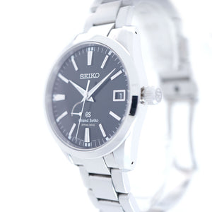 美品 セイコー グランドセイコー パワーリザーブ デイト スプリングドライプ SBGA101 / 9R65-0BM0 腕時計 SS ブラック 黒文字盤 0003【中古】SEIKO メンズ