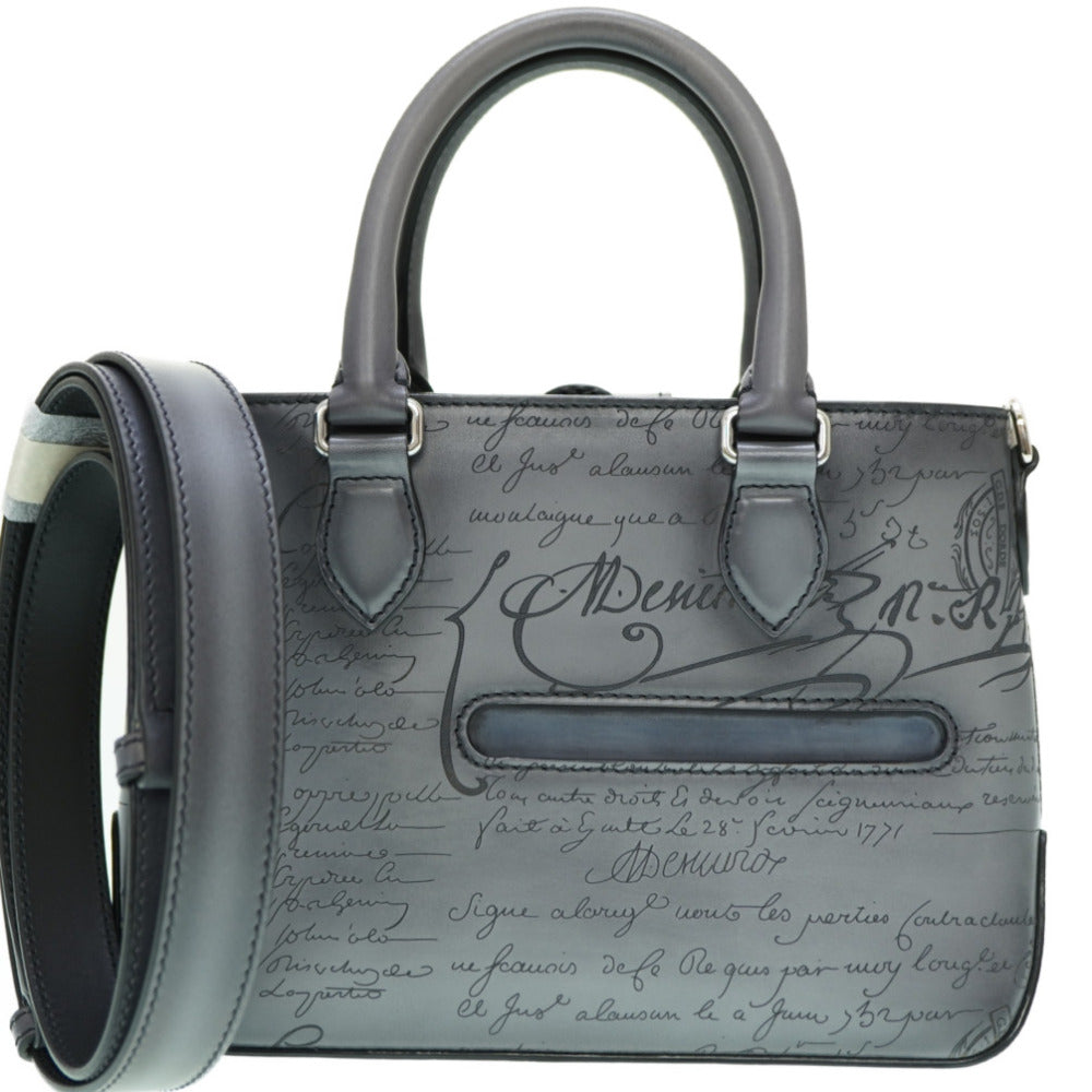 新品同様 ベルルッティ トゥジュール ガリバー カリグラフィ ショルダー ハンドバッグ ヴェネチアカーフ グレー 0005【中古】BERLUTI メンズ