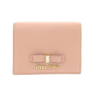 未使用品 ミュウミュウ コンパクト財布 ５MV204 二つ折り財布 レザー ピンク 0007【中古】MIUMIU レディース