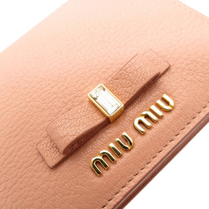 未使用品 ミュウミュウ コンパクト財布 ５MV204 二つ折り財布 レザー ピンク 0007【中古】MIUMIU レディース