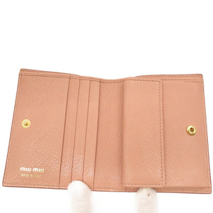 未使用品 ミュウミュウ コンパクト財布 ５MV204 二つ折り財布 レザー ピンク 0007【中古】MIUMIU レディース