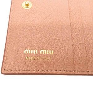 未使用品 ミュウミュウ コンパクト財布 ５MV204 二つ折り財布 レザー ピンク 0007【中古】MIUMIU レディース