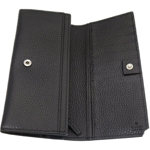 未使用 グッチ GG レザー ブラック 481727 長財布 財布 黒 0008【中古】GUCCI メンズ