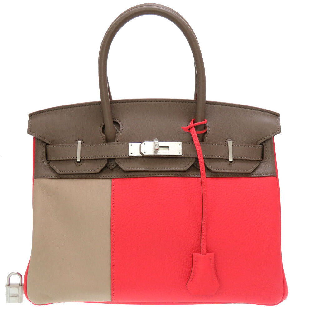 未使用 エルメス バーキンカザック30 ヴォ―スイフト トリヨンクレマンス ローズジャイプール エトゥープ アルジル マットシルバー金具 □P刻印 ハンドバッグ 0013 【中古】 HERMES バーキン30