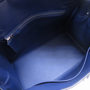 未使用 エルメス バーキン30 トワルキャドリーユ ヴォ―スイフト ブルーサフィール エクリュ モーヴ ブルービル シルバー金具 B刻印(2023年製) ハンドバッグ バッグ 青 0018 【中古】 HERMES