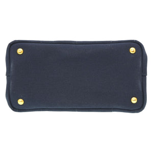 プラダ カナパ ミニ 1BG439 ショルダー トートバッグ キャンバス ネイビー ストライプ 0036【中古】PRADA ストラップ付