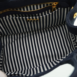 プラダ カナパ ミニ 1BG439 ショルダー トートバッグ キャンバス ネイビー ストライプ 0036【中古】PRADA ストラップ付