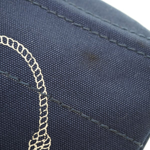 プラダ カナパ ミニ 1BG439 ショルダー トートバッグ キャンバス ネイビー ストライプ 0036【中古】PRADA ストラップ付