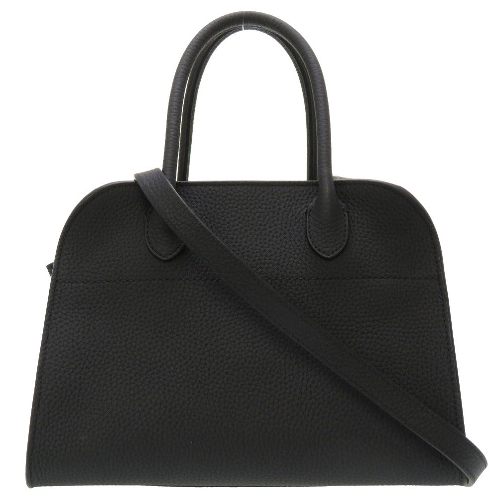 未使用 ザ ロウ マルゴー10 レザー ブラック シルバー金具 ハンドバッグ バッグ 黒 0037 【中古】 THE ROW