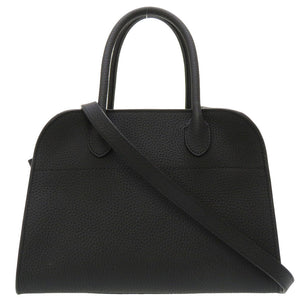 未使用 ザ ロウ マルゴー10 レザー ブラック シルバー金具 ハンドバッグ バッグ 黒 0037 【中古】 THE ROW