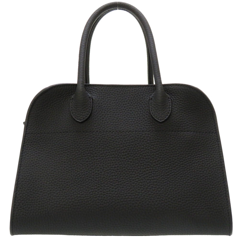 未使用 ザ ロウ マルゴー10 レザー ブラック シルバー金具 ハンドバッグ バッグ 黒 0037 【中古】 THE ROW