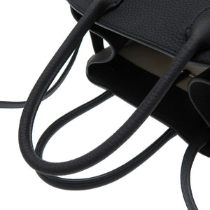 未使用 ザ ロウ マルゴー10 レザー ブラック シルバー金具 ハンドバッグ バッグ 黒 0037 【中古】 THE ROW