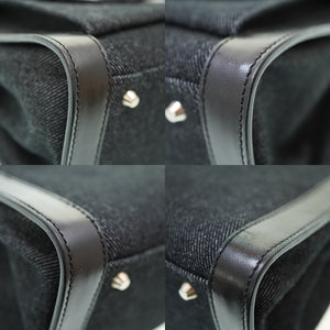 美品 ディオール デニム フロントポケット ハンドバッグ デニム/レザー BO-B-0032 ブラック 黒 0044【中古】Dior