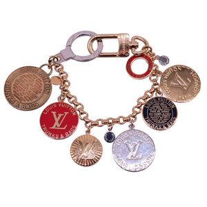 美品 ルイ ヴィトン ポルトクレ シェンヌ ゴールド シルバー M60071 レッド キーホルダー チャーム LV 0051 【中古】 LOUIS VUITTON
