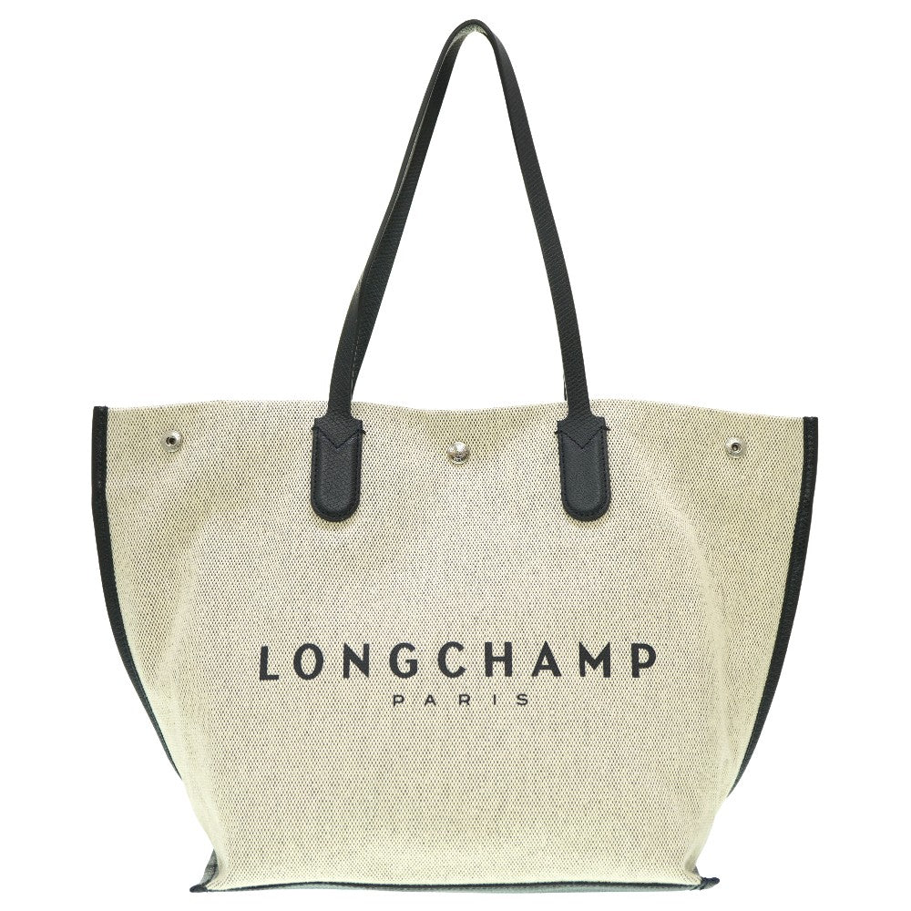 美品 ロンシャン ロゾ トートバッグ キャンバス/レザー エクリュ 0053【中古】LONGCHAMP