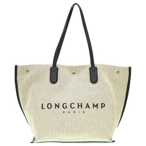 美品 ロンシャン ロゾ トートバッグ キャンバス/レザー エクリュ 0053【中古】LONGCHAMP
