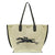 美品 ロンシャン ロゾ トートバッグ キャンバス/レザー エクリュ 0053【中古】LONGCHAMP