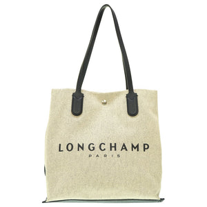 美品 ロンシャン ロゾ トートバッグ キャンバス/レザー エクリュ 0053【中古】LONGCHAMP