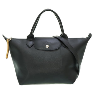 新品同様 ロンシャン プリアージュ トートバッグ コーティングキャンバス ブラック ショルダーストラップ付 黒 0054【中古】LONGCHAMP