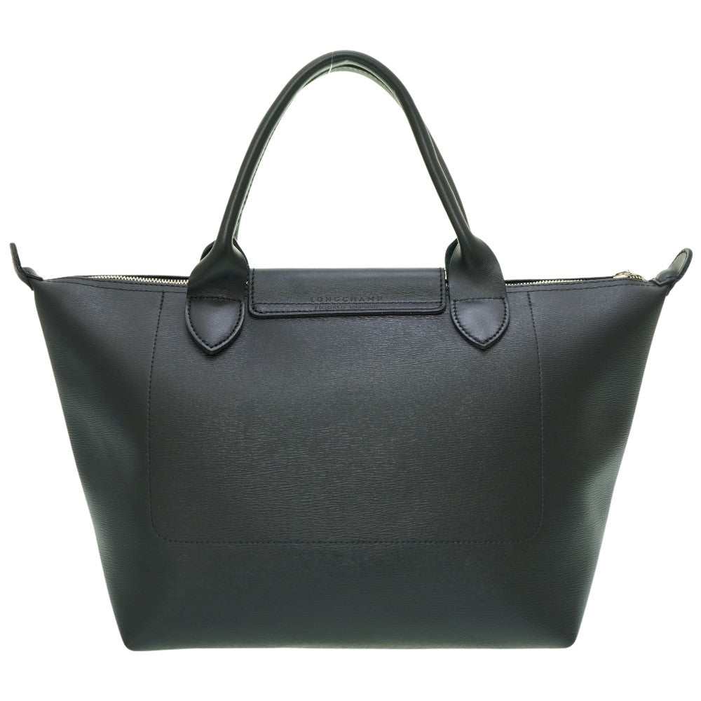 新品同様 ロンシャン プリアージュ トートバッグ コーティングキャンバス ブラック ショルダーストラップ付 黒 0054【中古】LONGCHAMP