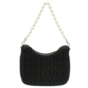 新品同様 ミュウミュウ 2WAY ショルダーバッグ マテラッセ 5BH211 ショルダーバッグ レザー/フェイクパール ブラック 黒 0056【中古】MIU MIU チェーン