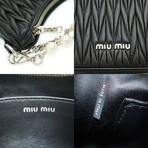 新品同様 ミュウミュウ 2WAY ショルダーバッグ マテラッセ 5BH211 ショルダーバッグ レザー/フェイクパール ブラック 黒 0056【中古】MIU MIU チェーン