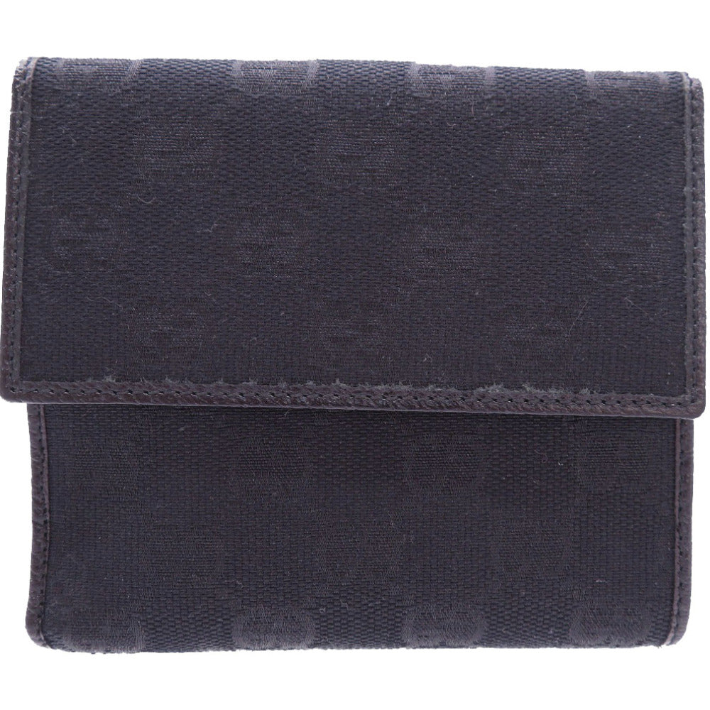 新品同様 グッチ ジャッキー GGキャンバス ブラック 141435 Wホック 二つ折り財布 黒 0063 【中古】 GUCCI