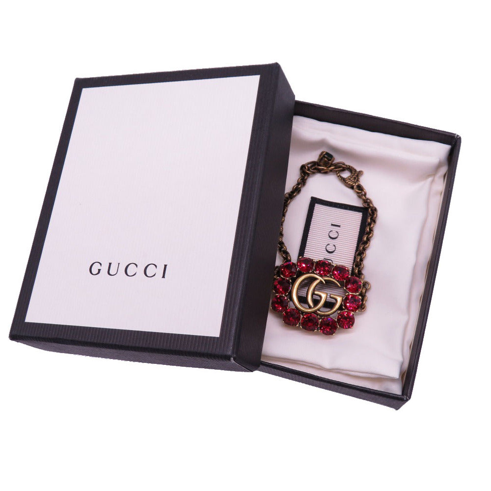 新品同様 グッチ ダブルG GG ラインストーン レッド ブレスレット アクセサリー 0065 【中古】 GUCCI