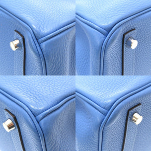 新品同様 エルメス バーキン30 トリヨンクレマンス ブルーパラダイス シルバー金具 □R刻印 ハンドバッグ バッグ 青 0072 【中古】 HERMES