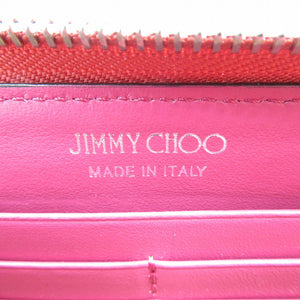 未使用 ジミーチュウ ピッパ レザー シルバー金具 ピンク ラウンドファスナー 長財布 0073【中古】JIMMY  CHOO