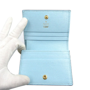 未使用 グッチ レインボー＆スター ばなにゃ 701009 レザー ゴールド金具 ブルー 二つ折り財布 0074【中古】GUCCI