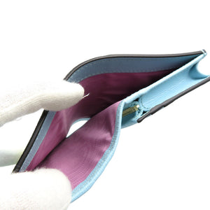 未使用 グッチ レインボー＆スター ばなにゃ 701009 レザー ゴールド金具 ブルー 二つ折り財布 0074【中古】GUCCI