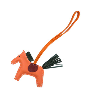 新品同様 エルメス ロデオ PM A刻印 アニョーミロ ローズアザレ オレンジ マラカイト バッグチャーム 0078【中古】HERMES