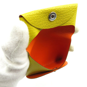 未使用 エルメス バスティア ヴェルソ シェブルミゾル シルバー金具 クミン オレンジミニアン イエロー コインケース 0081【中古】HERMES