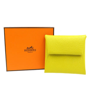 未使用 エルメス バスティア ヴェルソ シェブルミゾル シルバー金具 クミン オレンジミニアン イエロー コインケース 0081【中古】HERMES
