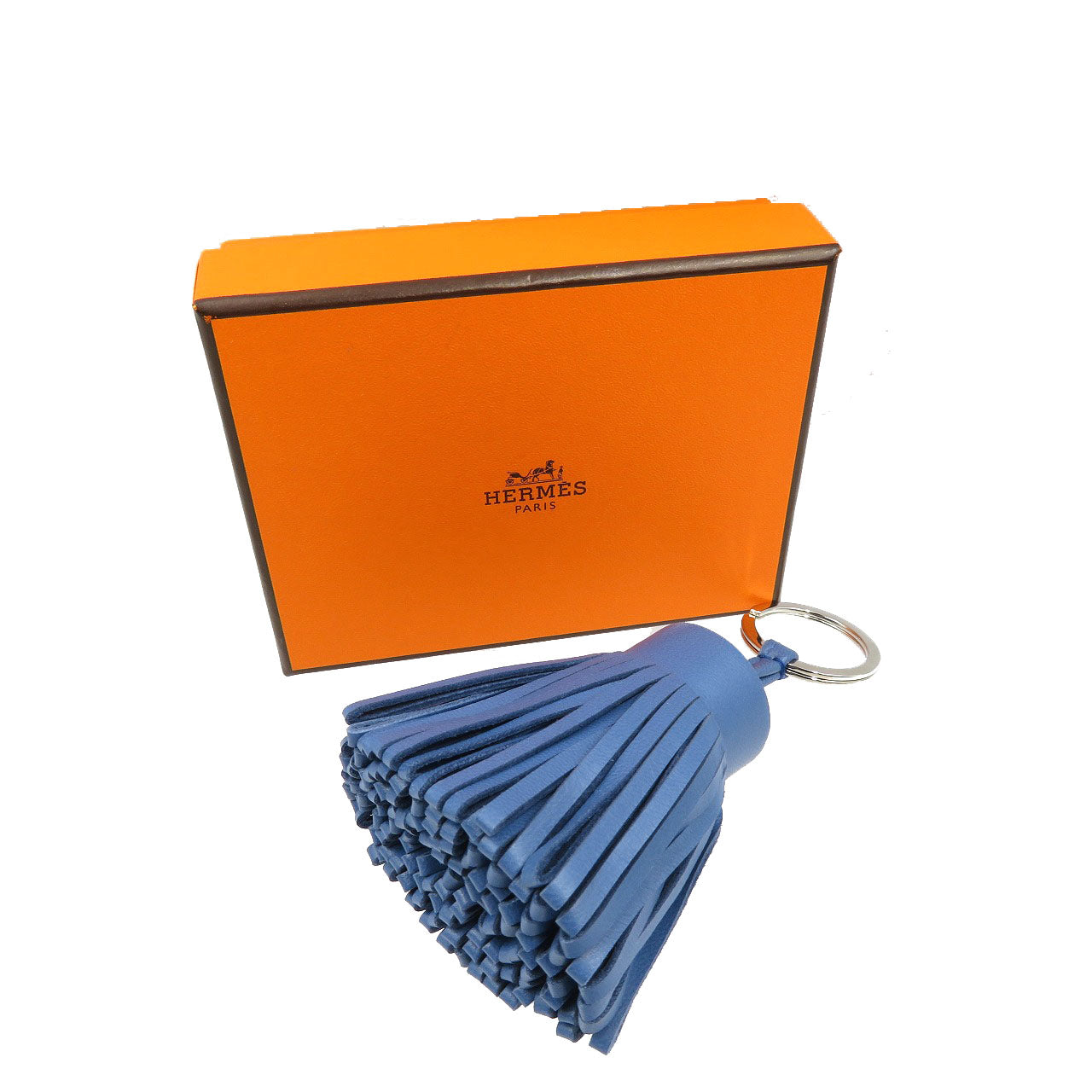 新品同様 エルメス カルメン アニョーミロ シルバー金具 ブルーアガット キーホルダー バッグチャーム 0082【中古】HERMES