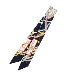 新品同様 エルメス ツイリー ビジューピケ ハートのクイーン シルク ノワール ルージュ オール スカーフ 0083【中古】HERMES