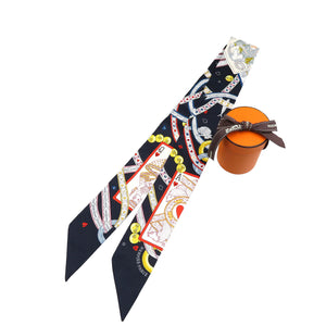 新品同様 エルメス ツイリー ビジューピケ ハートのクイーン シルク ノワール ルージュ オール スカーフ 0083【中古】HERMES