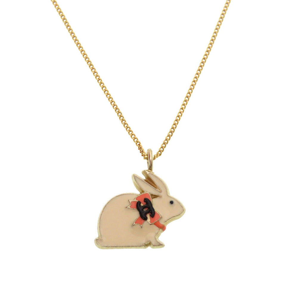 美品 シャネル ウサギ うさぎ ココマーク 07P ホワイト ゴールド ネックレス アクセサリー 0091 【中古】 CHANEL