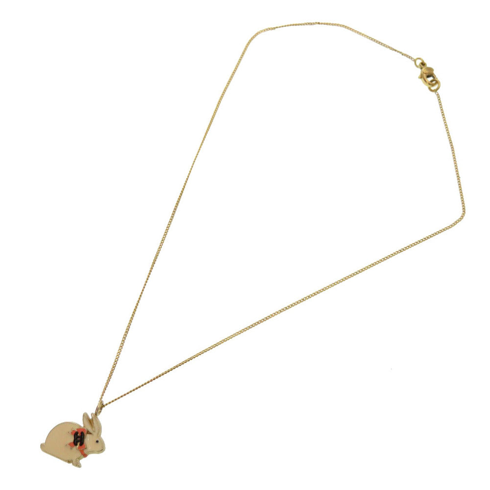美品 シャネル ウサギ うさぎ ココマーク 07P ホワイト ゴールド ネックレス アクセサリー 0091 【中古】 CHANEL