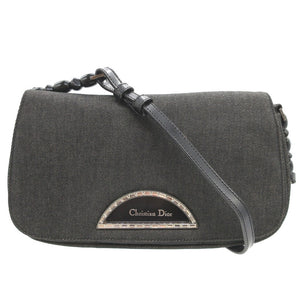 美品 クリスチャンディオール マリスパール デニム レザー ブラック 黒 ショルダーバッグ 0002【中古】Christian Dior