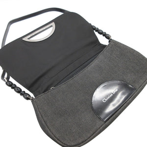美品 クリスチャンディオール マリスパール デニム レザー ブラック 黒 ショルダーバッグ 0002【中古】Christian Dior