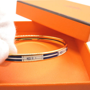 新品同様 エルメス エマイユPM 七宝焼き Fl0270(2020年製) メタル ネイビー 紺 ゴールド ブレスレット バングル 0005【中古】HERMES