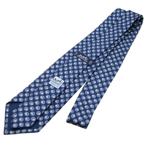 新品同様 エルメス 馬柄 シルク ネイビー 紺 ネクタイ 0006【中古】HERMES