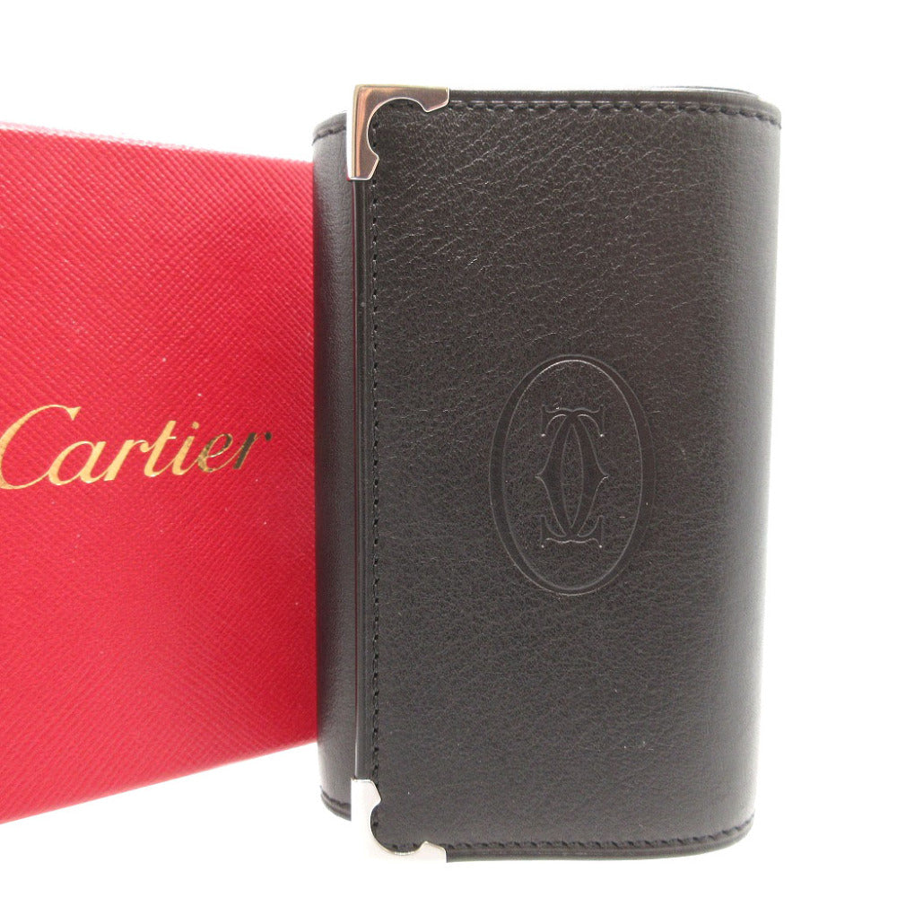 新品同様 カルティエ サントス レザー ブラック 黒 6連 キーケース 0007【中古】Cartier